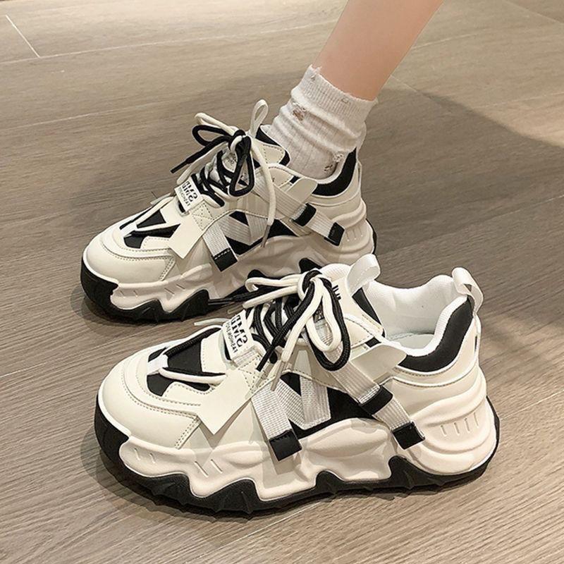 

Dad shoes women s 2025 autumn new thick-soled niche foot-showing small sports running shoes color matching soft-soled casual shoes women 35