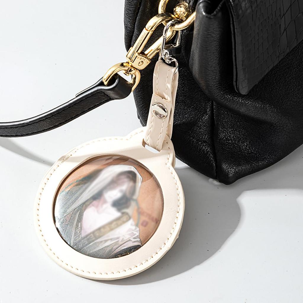 Set of 3 PU Leather Tin Badge Covers, Keychain Style, Transparent Protective Covers, High Transparency, Prevents Scratches, Collectibles, Display,