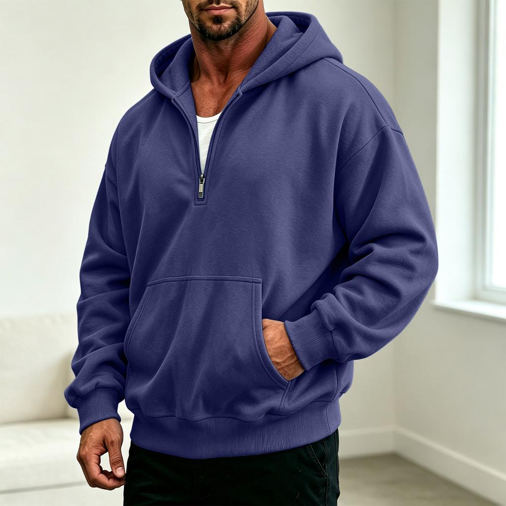 Herren Freizeit Kapuzenpullover mit Vierteltasche für den Alltag