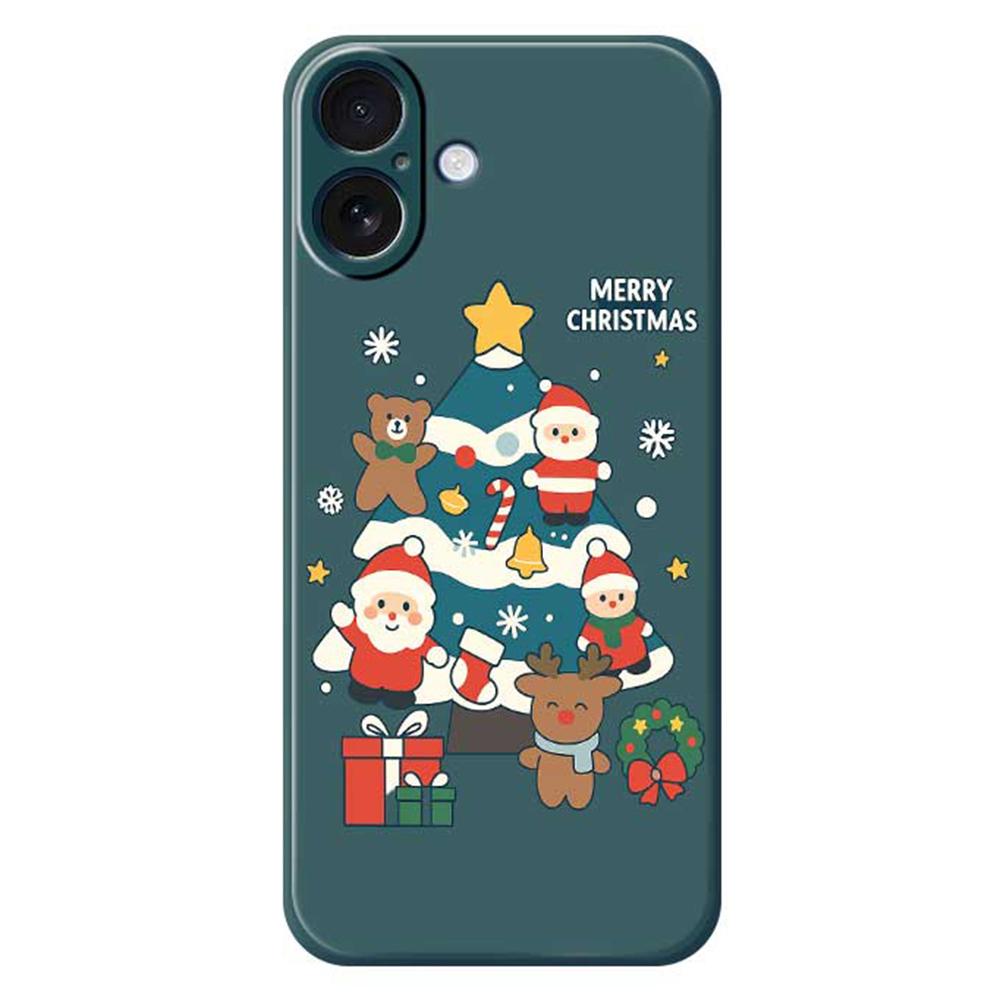

For iPhone 17 Case Christmas Tree Gifts Pattern Printing Straight Edge TPU Phone Back Cover Green