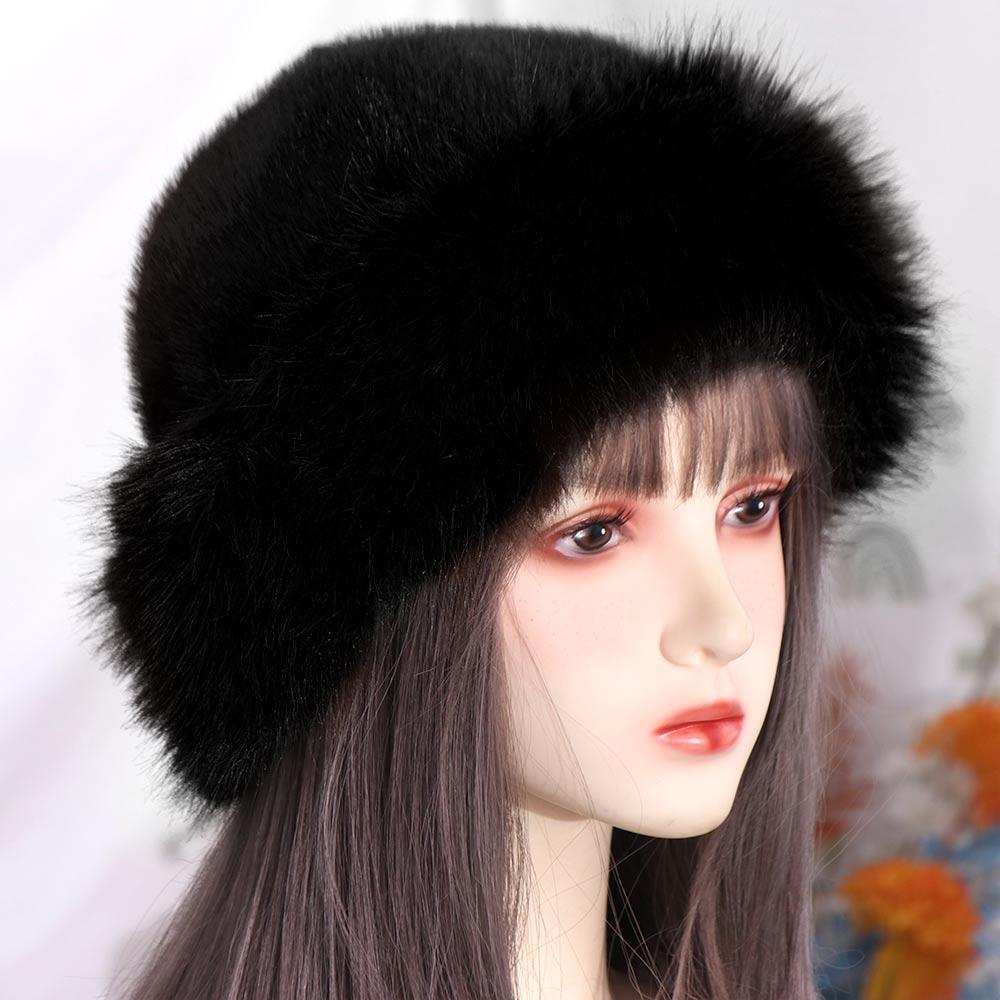 

Trendy Korean Faux Fur Bucket Hat Warm Casual Luxury Hat Snowy Day Thicken Winter Fluffy Hats Girls чорний