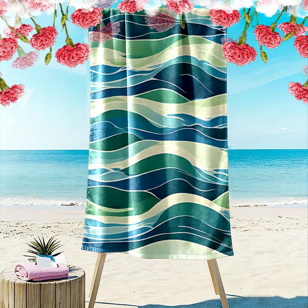 Ocean Wave Pattern Beach Towel Beach Towel Quick-drying for Travel Outdoor Sports Jogging Beach and Swimming