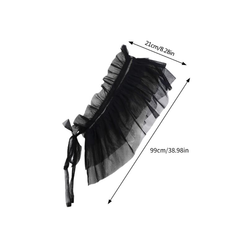 Women Ruffled Mesh False Collar Shrug Japanese Anime Girls Shoulder Wrap Shawl Vintage Capelet Halloween Props Costume