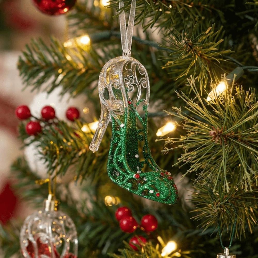 Glitter Dust Finish Christmas Snowflake Ornament Semi-Green Glitter Xmas Tree Ornament Holiday