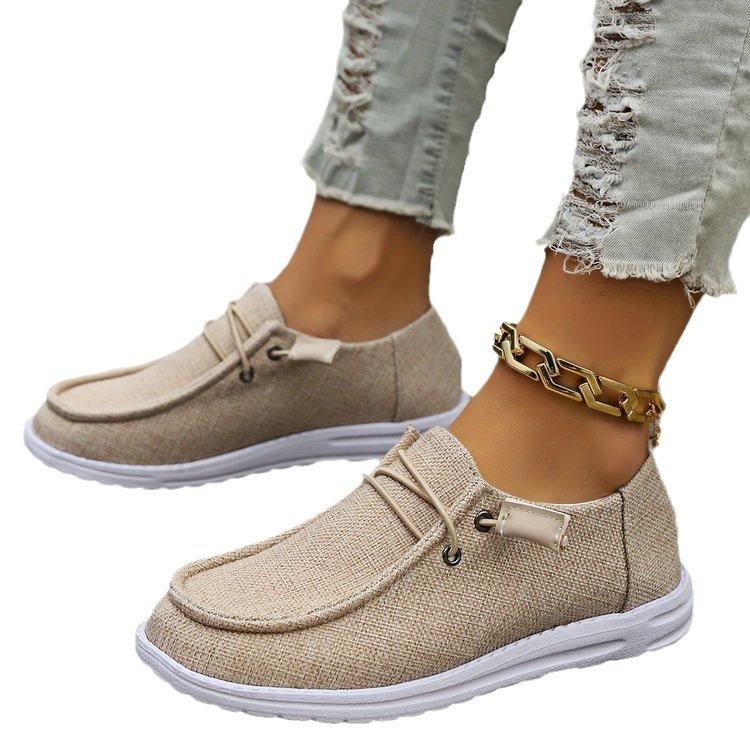 Casual large size shallow mouth breathable women's shoes autumn new women's comfortable flat-soled single shoes women