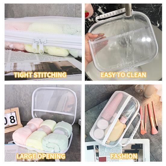 Transparente wasserdichte Kulturtasche Hartschalen-Aufbewahrungskoffer mit Netztasche Reise-Organizer mit Griff Trocken-Nass-Trennung