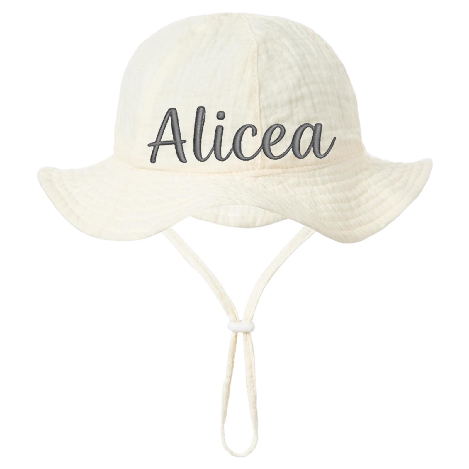 Embroidered Baby Fisherman Hat, Infant Embroidered Letter Hat,bucket Hat One Size бежевый
