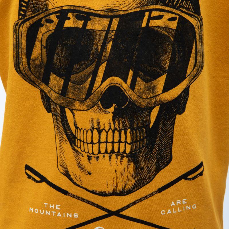 Tee shirt jaune coton imprimé squelette skieur Enfant DEELUXE 74