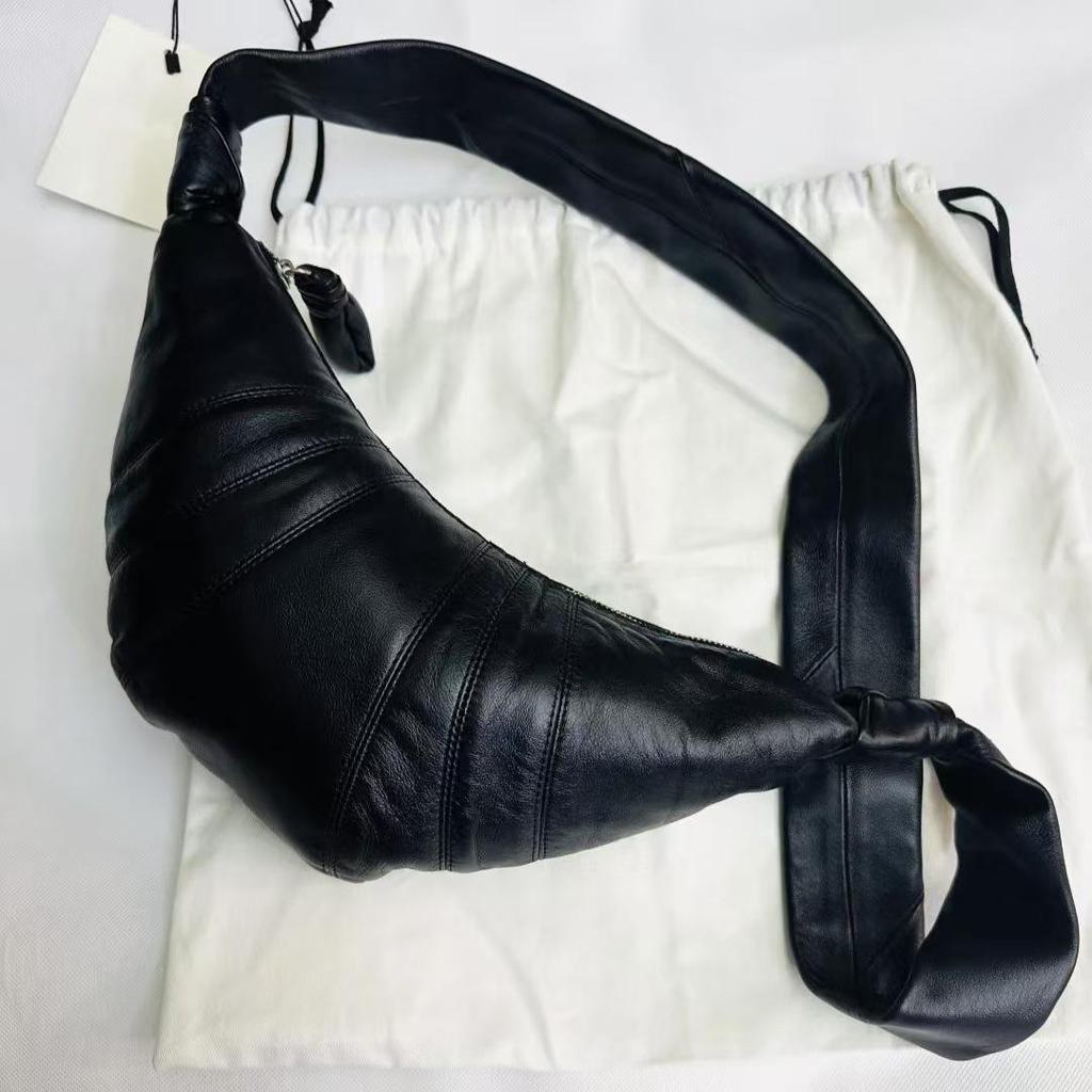 2024 Genuine Sheepskin Croissant Messenger Bag - Neutral Leather Texture
