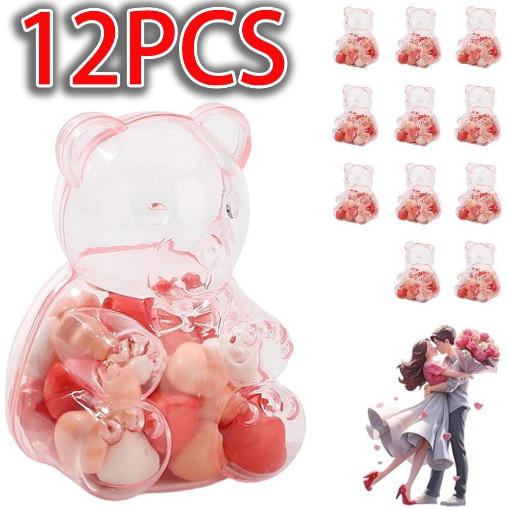12PCS Large Gummy Bear Container Reusable Candy Storage Container Plastic Candy Boxes Clear Giant Gummy Bear Storage Jar