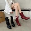 Women's Shoes 2024 Fashion Sleeve Women's Boots Autumn Pointed Toe Solid Sexy Dress Short Barrel Stilettos or Thin Heels Boots