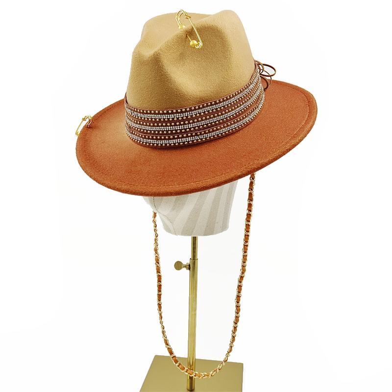 Women's Punk Straw Hat 2023 New Sun Hat Gold Chain Accessories Men's Jazz Hip Hop Summer Hat Punk Style Beach Hat Church Hat