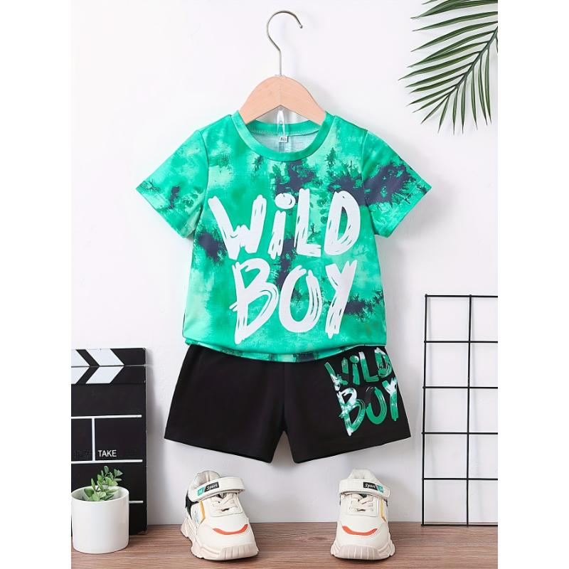 2024 Kids Clothes Suit for Boy Girl Short Sleeve Children's Sets Tie-Dye 3D Letter Print Kids Summer Clothes Children's Clothing