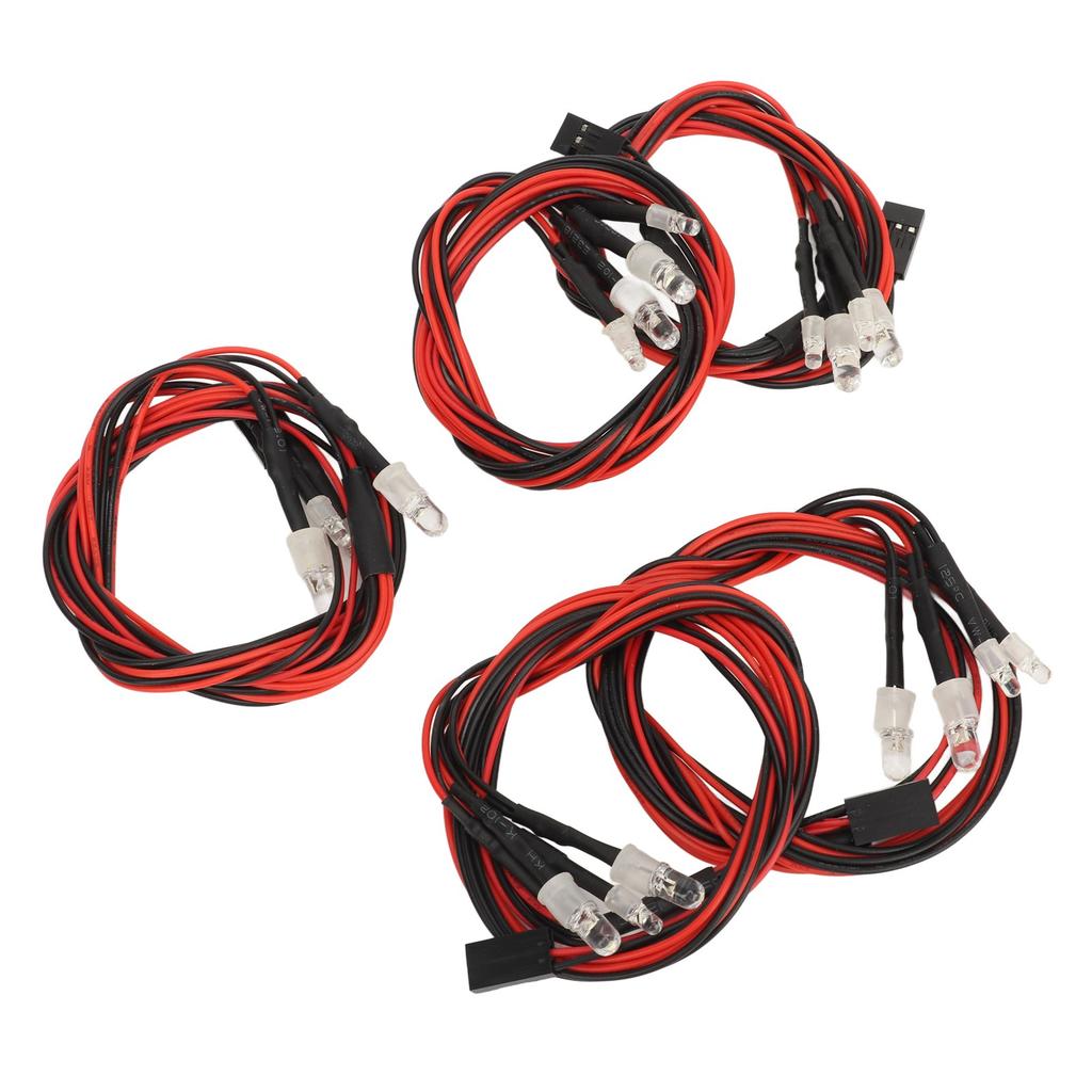 5pcs RC Car LED Light Universal High Brightness 2 White Light 5mm Lamp Beads 2 Red Light 3mm Lamp