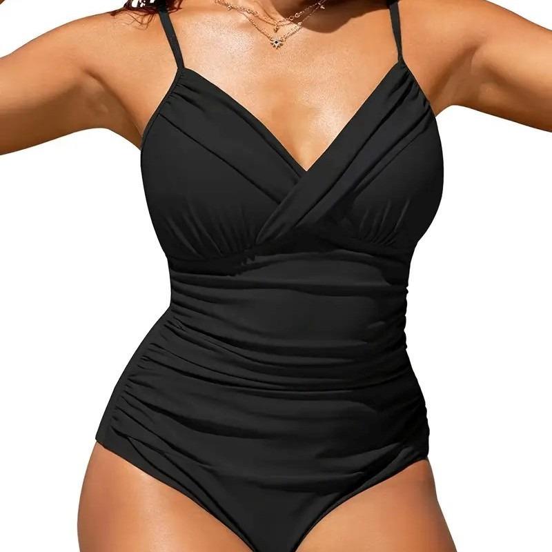 Neuer Mesh Sexy Einfarbiger Schlankmachender Bikini Lagerware Großhandel