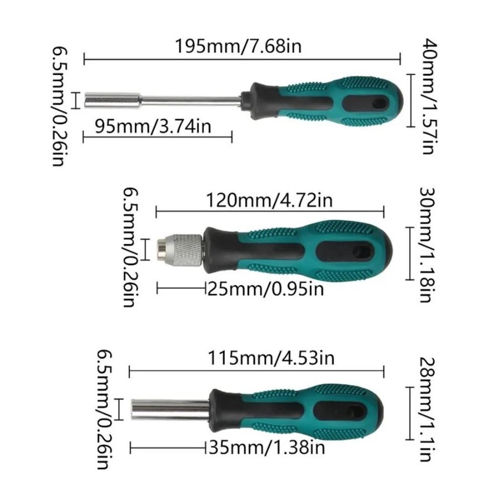 3pcs Screwdriver Handle With Non-slip Firm Extension For Screwdriver Bit Holder Anti Slip Manual Screw Drive Tool
