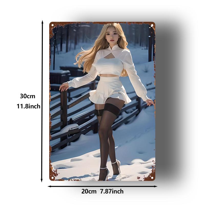 

Retro Winter Snow Scene Metal Sign x inch Vintage Home Decor for Living Room Office Gift 20x30cm（7.8x11.8inch）