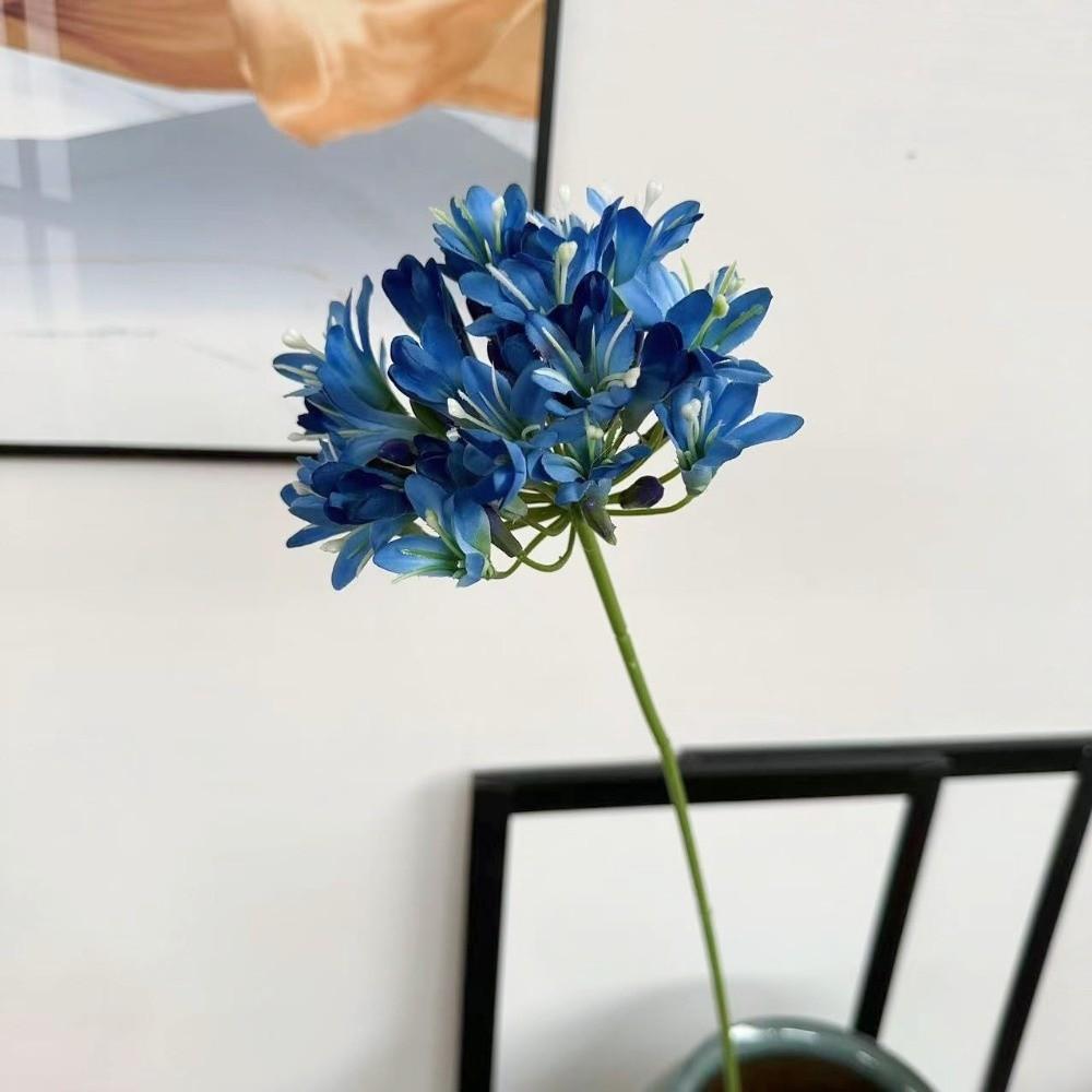 Luxury Fake Agapanthus Flowers Branch 75cm Long Branch Fake Lotus Flower Plastic Artificial Flower Table Accessories синий