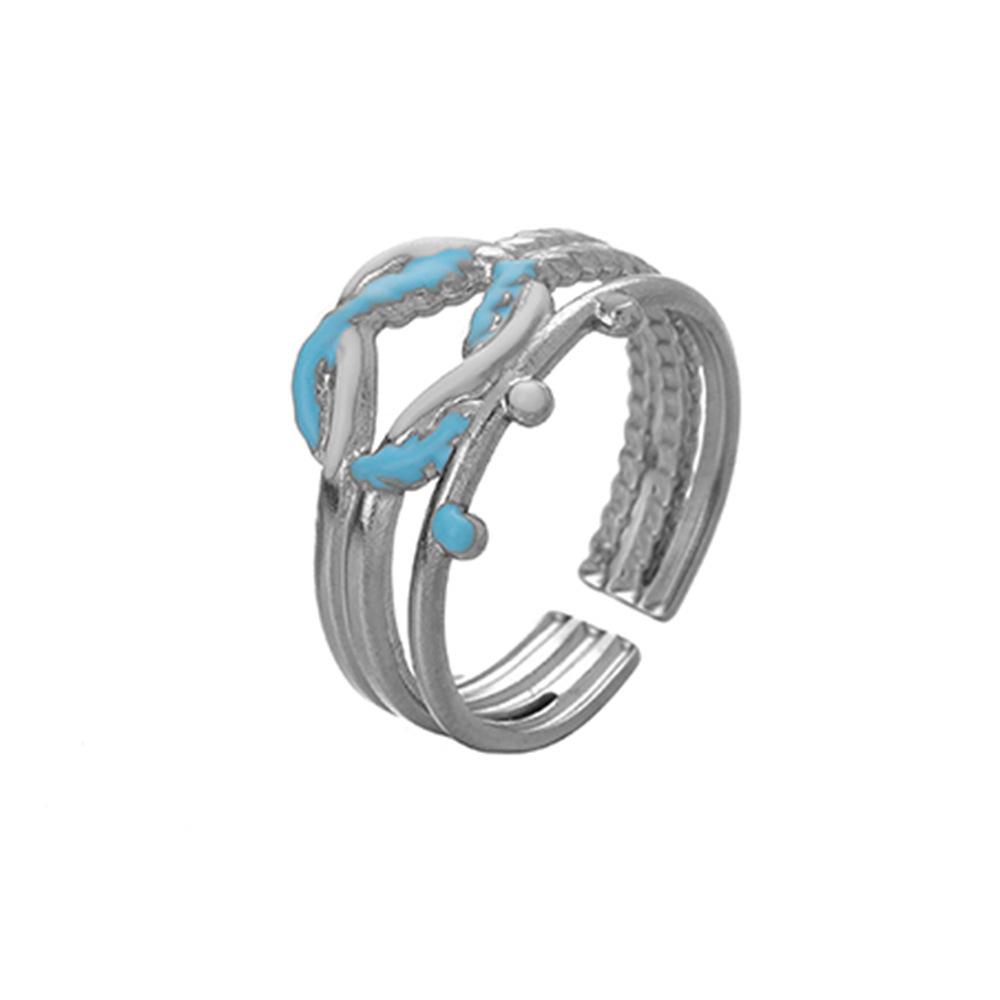 Stainless Steel Irregular Knotted Open Ring with Geometric Design in European and American Fashion