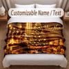 Christmas Theme Soft Blanket Personalized Custom Name Text Print Warm Blanket Home Sofa Bedroom Decor