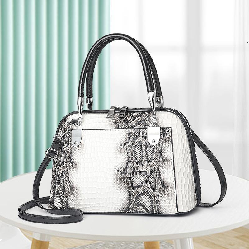 Handbag bag snake pattern shoulder bag messenger bag women's bag high quality leather shell bag bags