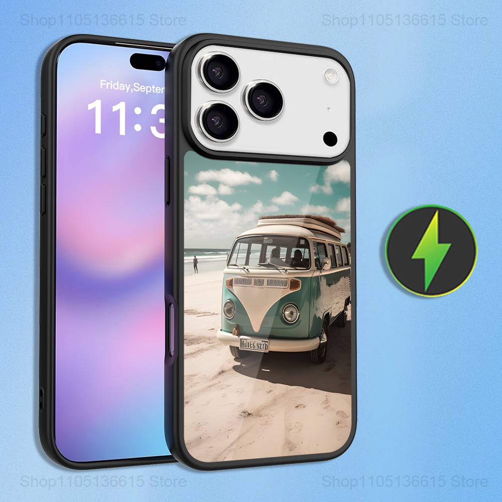 

Cartoon Art Combi Van Surf Case For iPhone 16,15,17,14,13,12,11,Pro,Max,Plus,Air Mini,Magsafe,Magnetic Wireless Charging Case iPhone17Pro