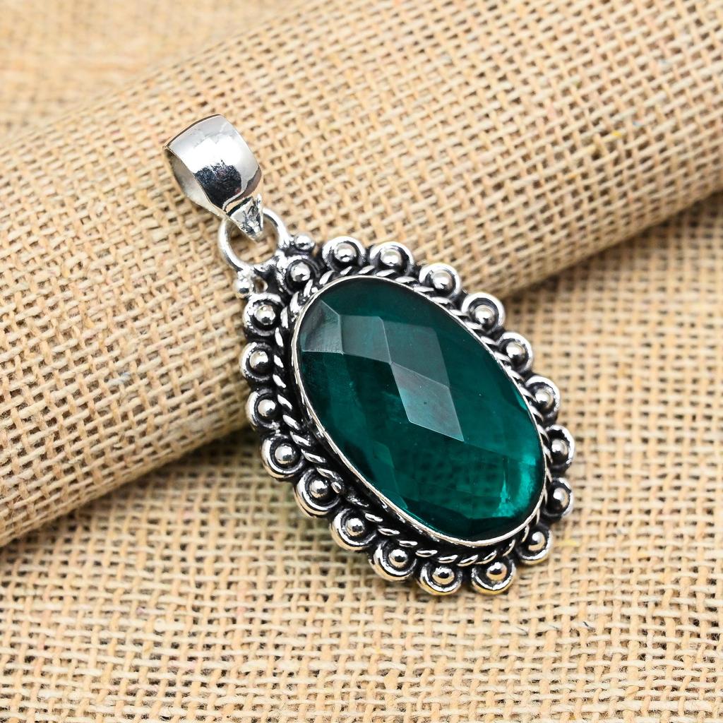 Gorgeous Indicolite Gemstone Handmade 925 Sterling Silver Jewelry Pendant For Memorial Day