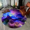 Abstract Cloud Sky Purple Blue Round Rug Flannel Dreamy Landscape Carpet Living Room Floor Mat Artist Studio Decor Relaxation
