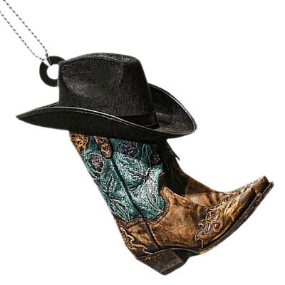 Cowboy-Stiefel Hängende Dekoration Neuheit Auto-Rückspiegel Anhänger Cowboy-Cowgirl-Hut Stiefel Hängende Charme Innenraum
