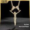 18k Gold-Plated Copper Zircon Angel Statue Pendant Necklace In Hip-Hop Style