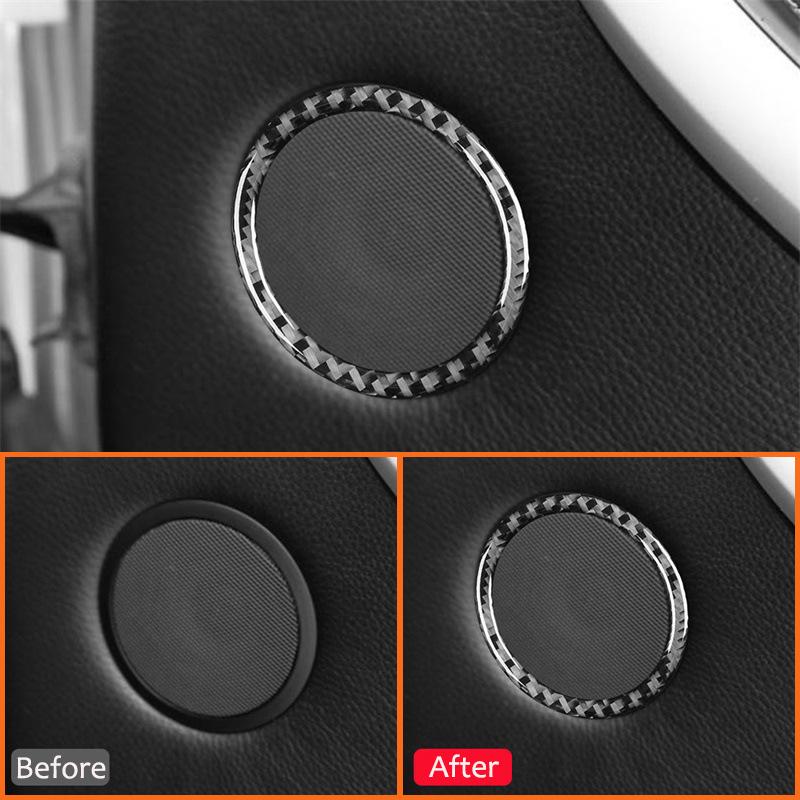 For BMW X5 E53 2000-2006 Carbon Fiber Car Accessories Door Radio Speaker Ring Frame Loudspeaker Trim Cover Decoration Sticker