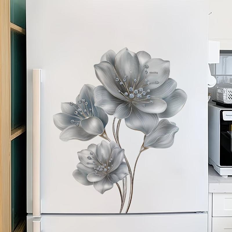 Kühlschrankaufkleber Küche Blumen-Tier-Design Abnehmbar Klebend Spülmaschinen-Aufkleber Wasserdicht Dekorative Kunst