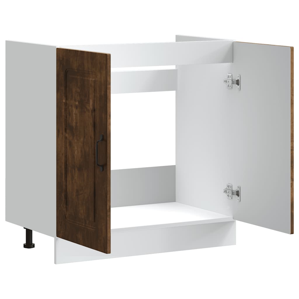 Vidaxl Sink Cabinet, Kalmar, Smoked Oak, 80X46X81.5 Cm