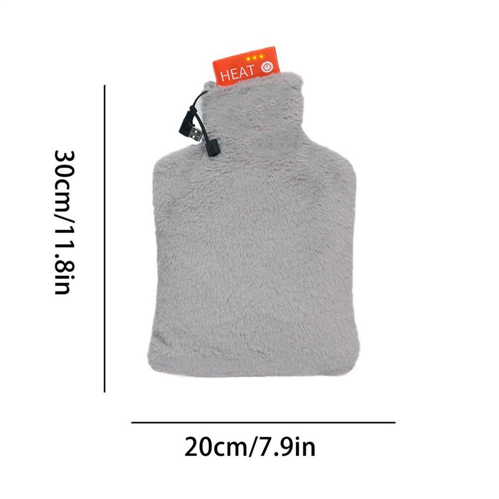

Electric Hot Water Bottle USB Rechargeable Portable Heating Pad 3 Temp Levels for Home Office Neck Spine Period Pain Relief світло-сірого кольору