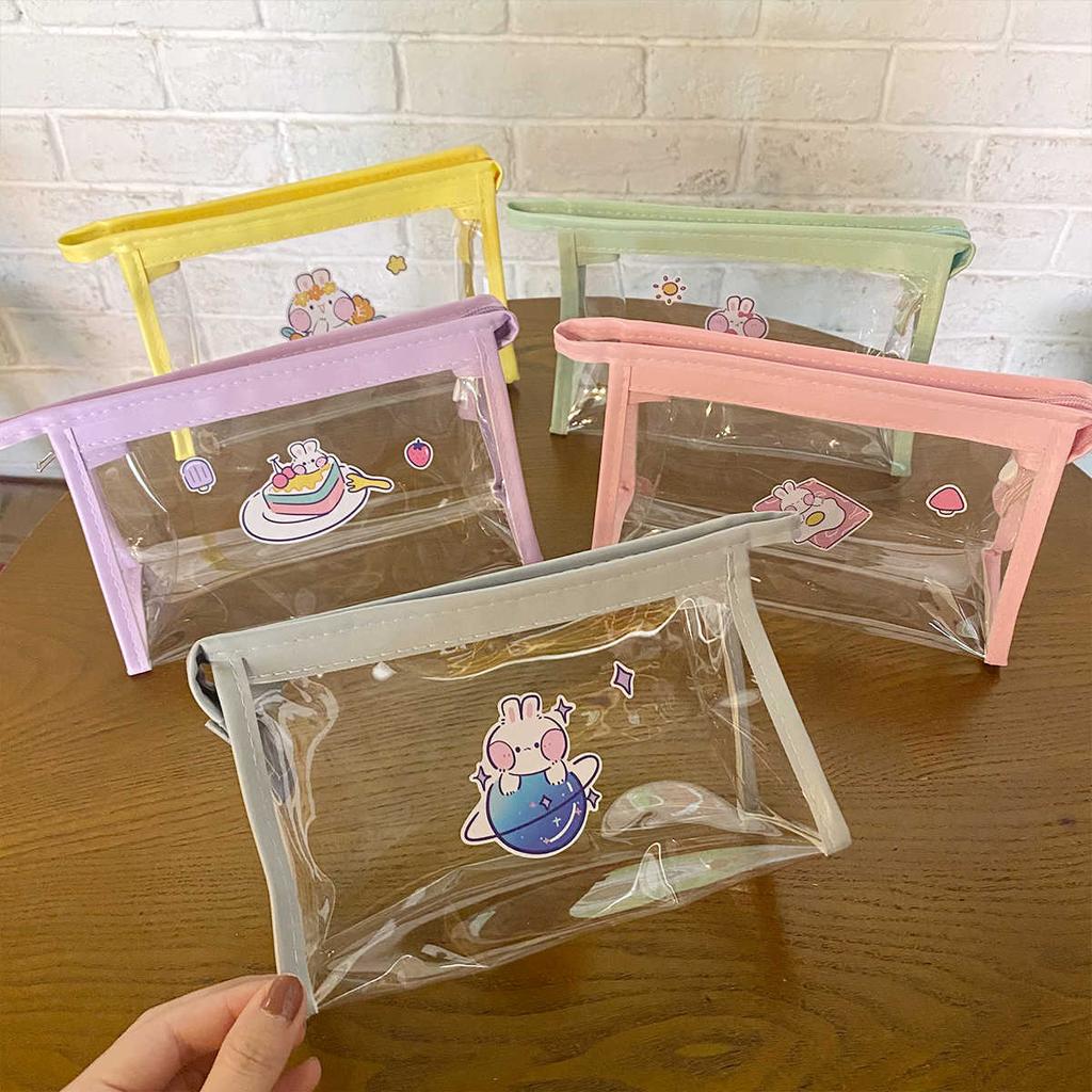 Transparent PVC large-capacity pencil case Student stationery Pencil case ins Wind storage bag DIY girl cosmetic bag