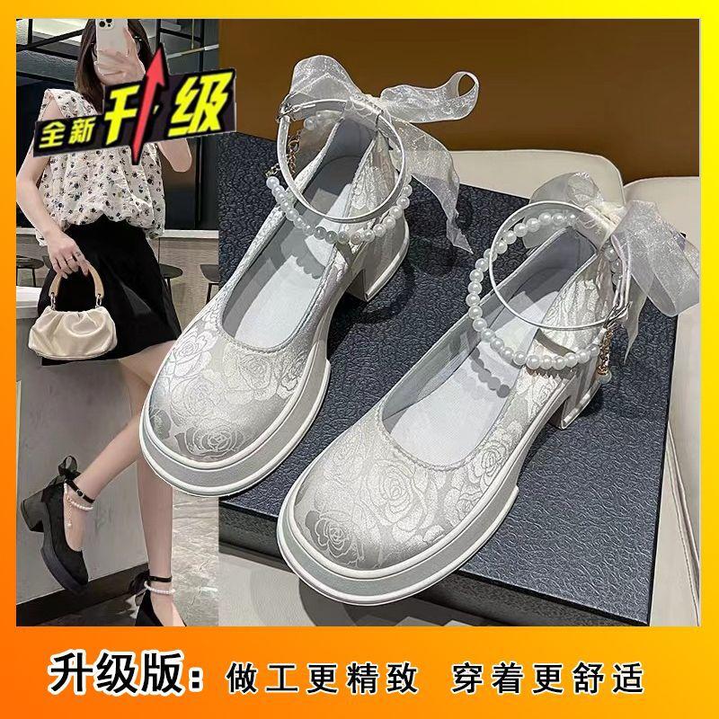 Mary Jane single shoes platform high heels women's autumn 2025 new French with skirt thick heel gentle small leather shoes