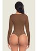 Seamless Long Sleeve Quick-Dry Knitted Yoga Bodysuit with Snap Closure