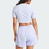 Adidas Originals Striped Colorblock Logo Slim Crop Short Sleeve Shoulder T-Shirt Women Tops Violet IP0658