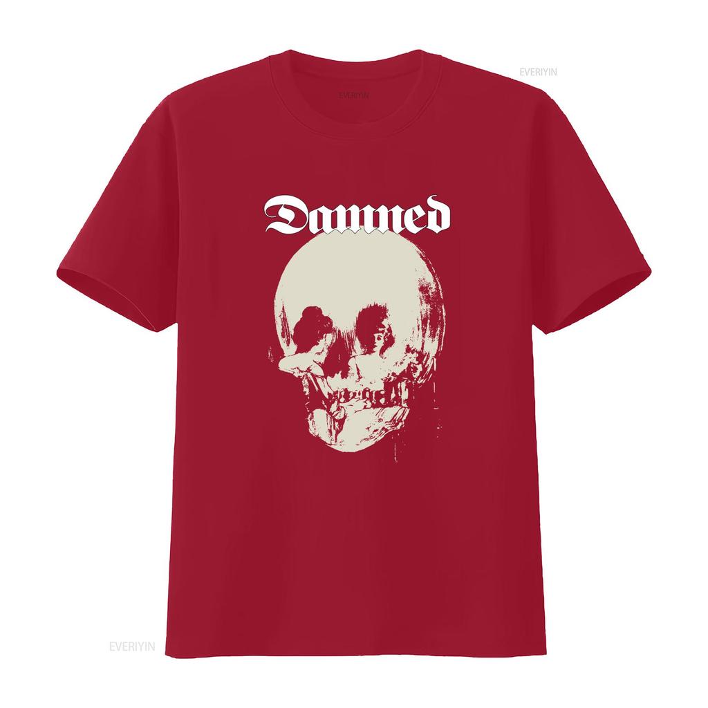 The Damned Skull Print T Shirt Unique Punk Rock Style for Bold Fashion Statements Vintage Washed Streetwear Breathable Casual