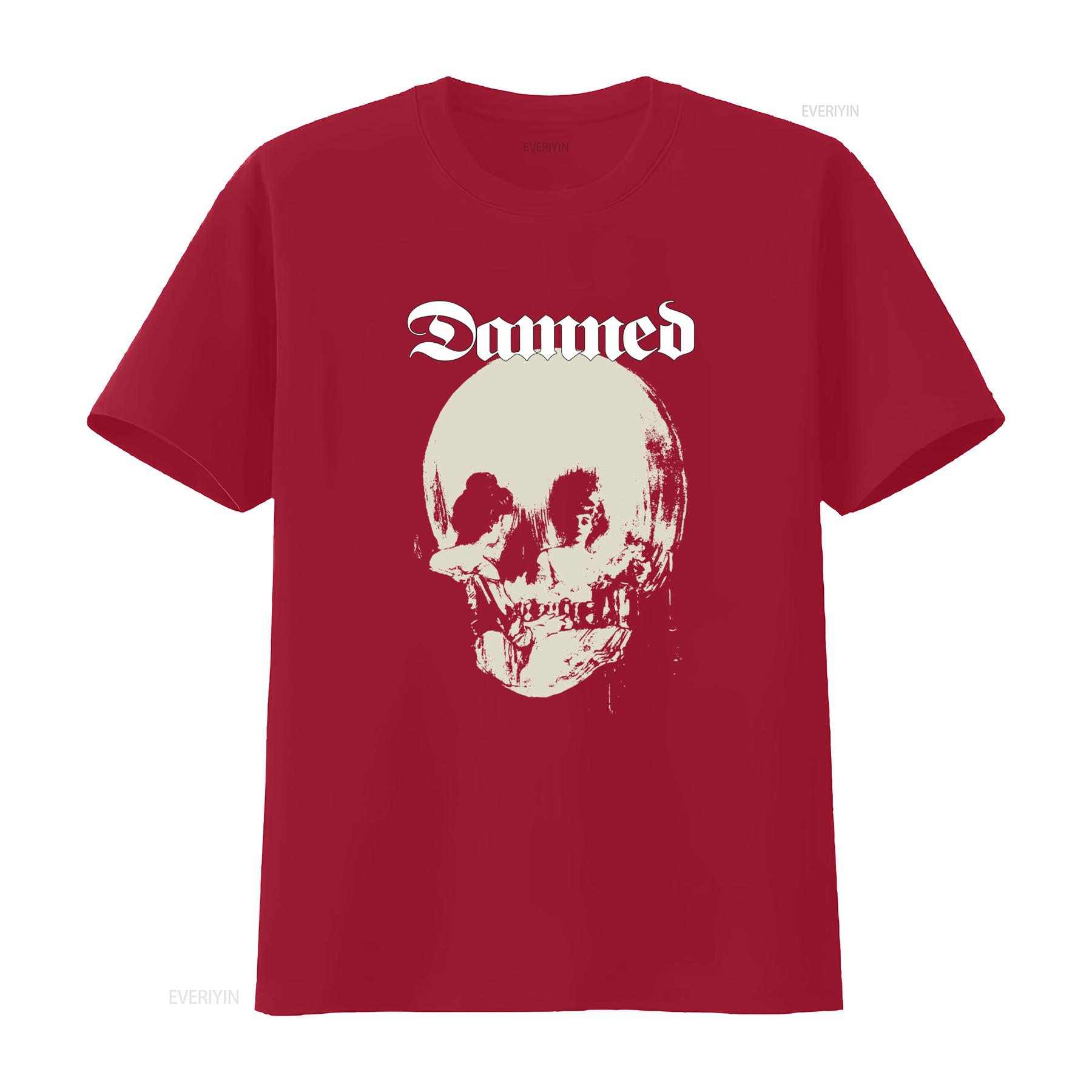 

The Damned Skull Print T Shirt Unique Punk Rock Style for Bold Fashion Statements vintage Washed streetwear Breathable Casual S