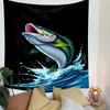 Jumping Fish Splashing Water Design Patterned Tapestry Decorative Wall Hanging, Home Bedroom Living Room Decor