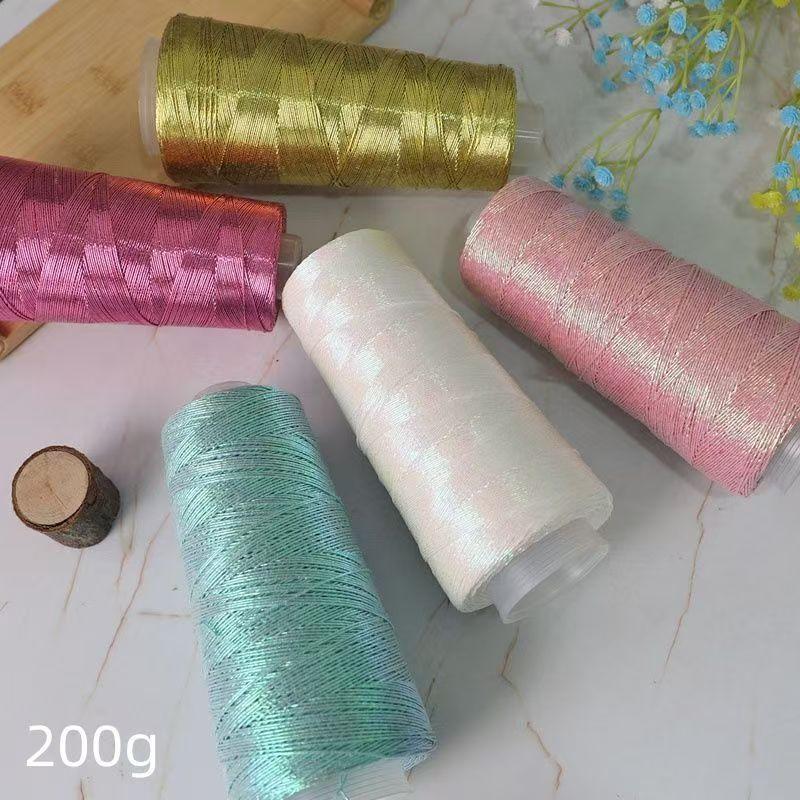 200g Prachtig Glanzend Linnen Goud Zilver Zijde Garen Haken Handbreien Fijne Dunne Naaigaren voor Zomerse Koele Vest Cape