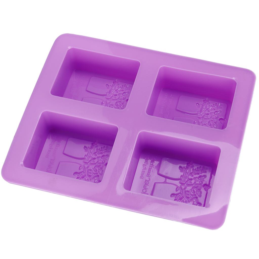 4Gird Purple Silicone HandMade Soap Mold High Temperature Resistant DIY Cake Mold for Baking