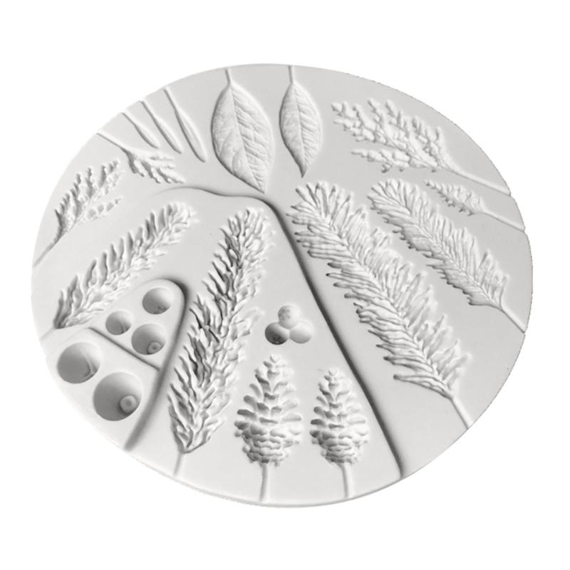Silicone Mould Pine Branch Pinecones Fondant Molds For Cake Decorating Cupcake