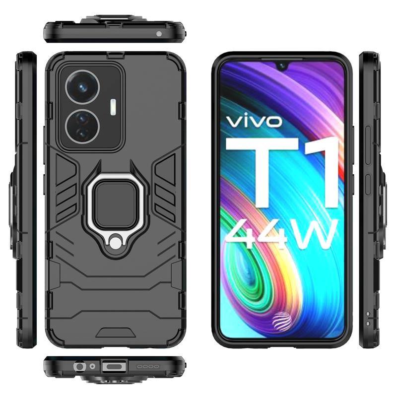 For Vivo T1 Case Armor Magnetic Suction Stand Full Back Cover For Vivo T1 Snapdragon 680 Case Cover For Vivo T1 44W 6.44 inch