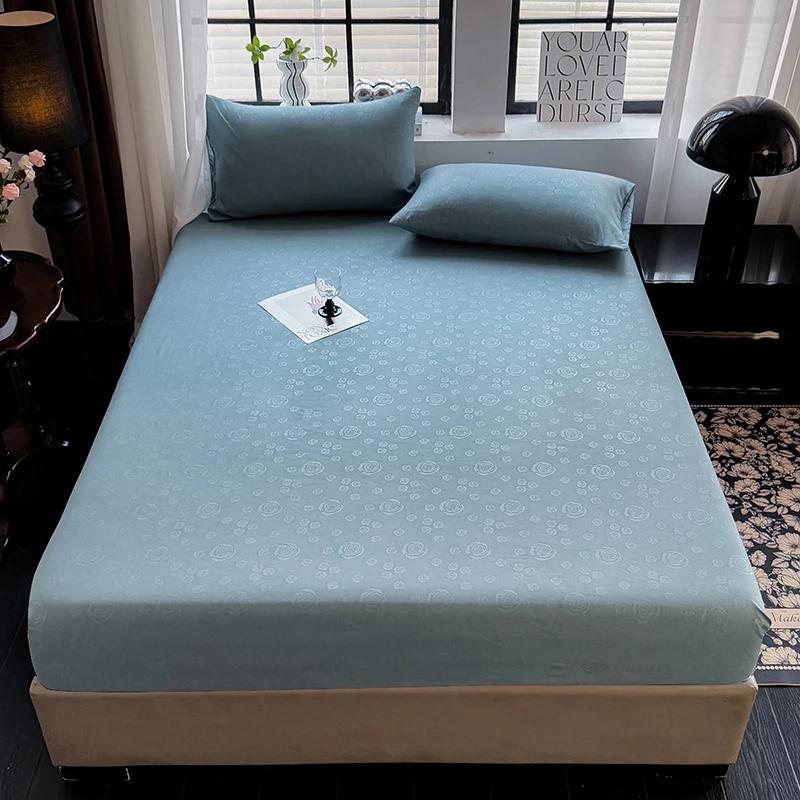 Brushed Fitted Sheet Elastic Bedsheet designed for Household Breathable Bed Linen Sabanas Para Cama Simple Style Bed Covers (No Pillowcase)