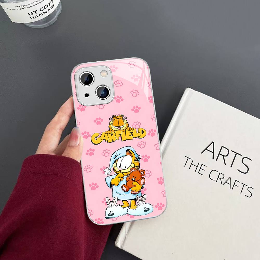 Kawaii Classic G-garfields Cat Tempered Glass For Iphone 14 13 12 11 Pro Mini XS MAX 14Plus X XS XR Cover