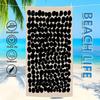 Microfiber Beach Towel Waterproof Sandproof 2D Flat Printed Black Dots Pattern Summer Vacation Pool Blanket Travel Bath Towel