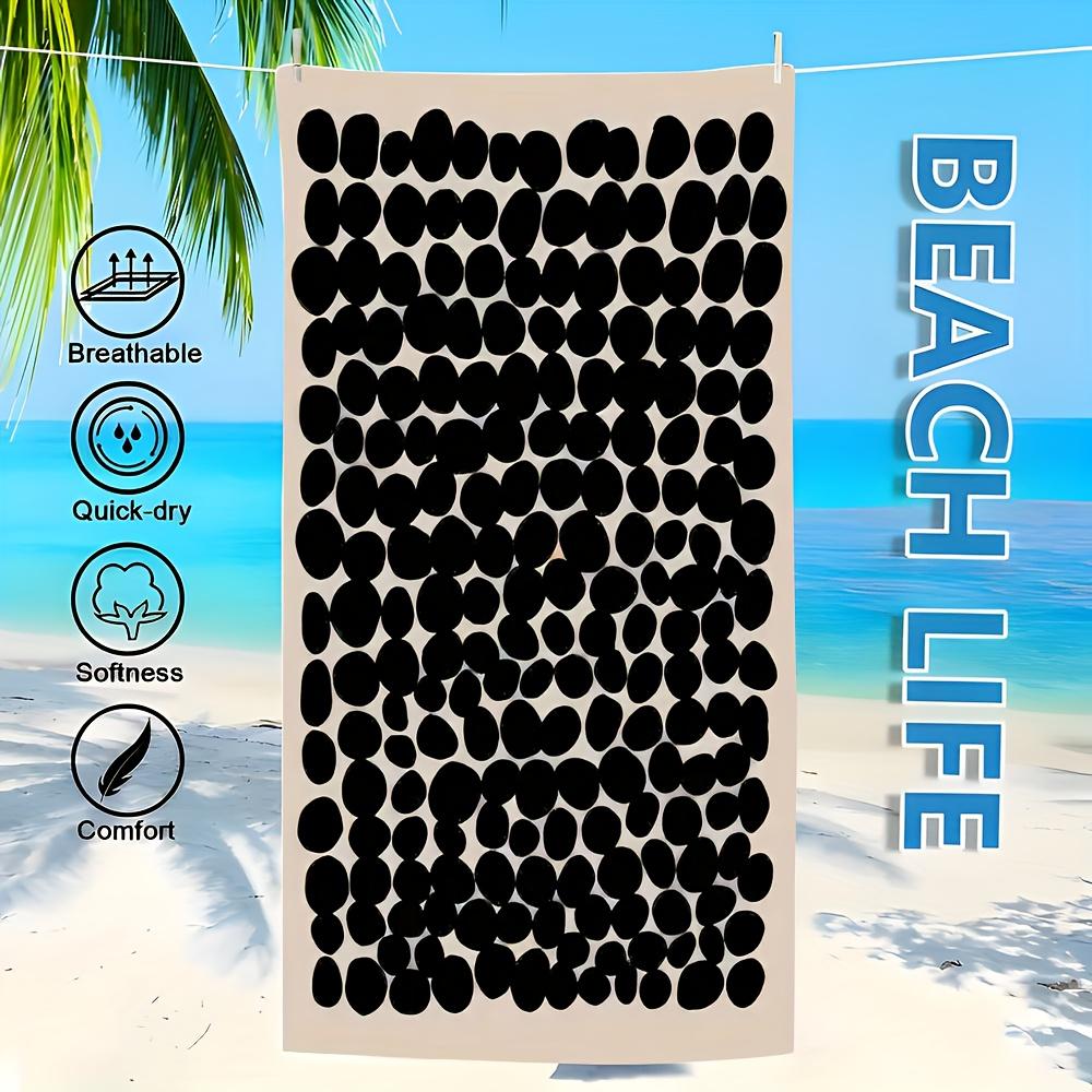 Microfiber Beach Towel Waterproof Sandproof 2D Flat Printed Black Dots Pattern Summer Vacation Pool Blanket Travel Bath Towel