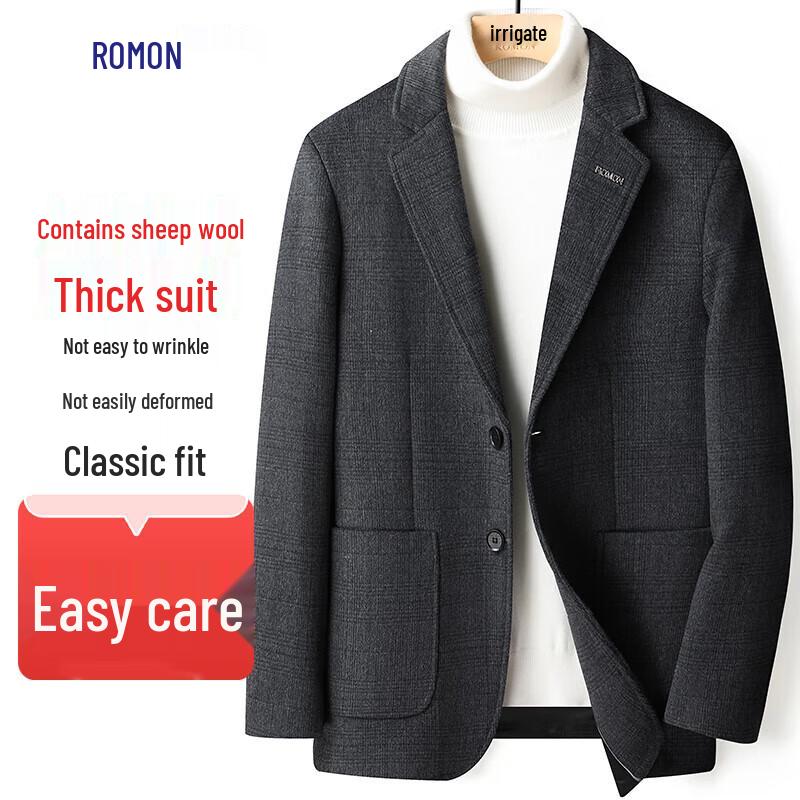 Romon Men s Wool Blend Business Casual Suit Blazer 185A